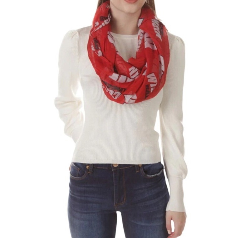 NCAA Wisconsin Badgers Red Infinity Scarf Lightweight Graphic‎ Loop Gameday NEW